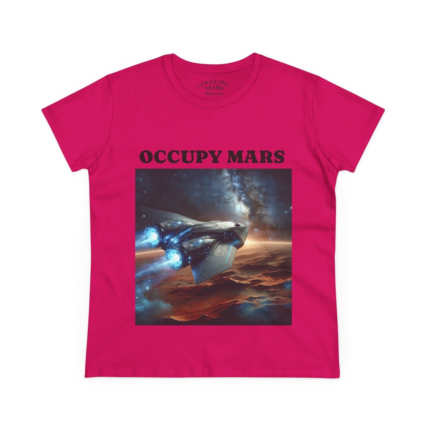 Women's Space-Themed Graphic Occupy Mars Apparel Tee, Casual Shirt, Gift for Space Lovers, Sci-Fi Fashion,