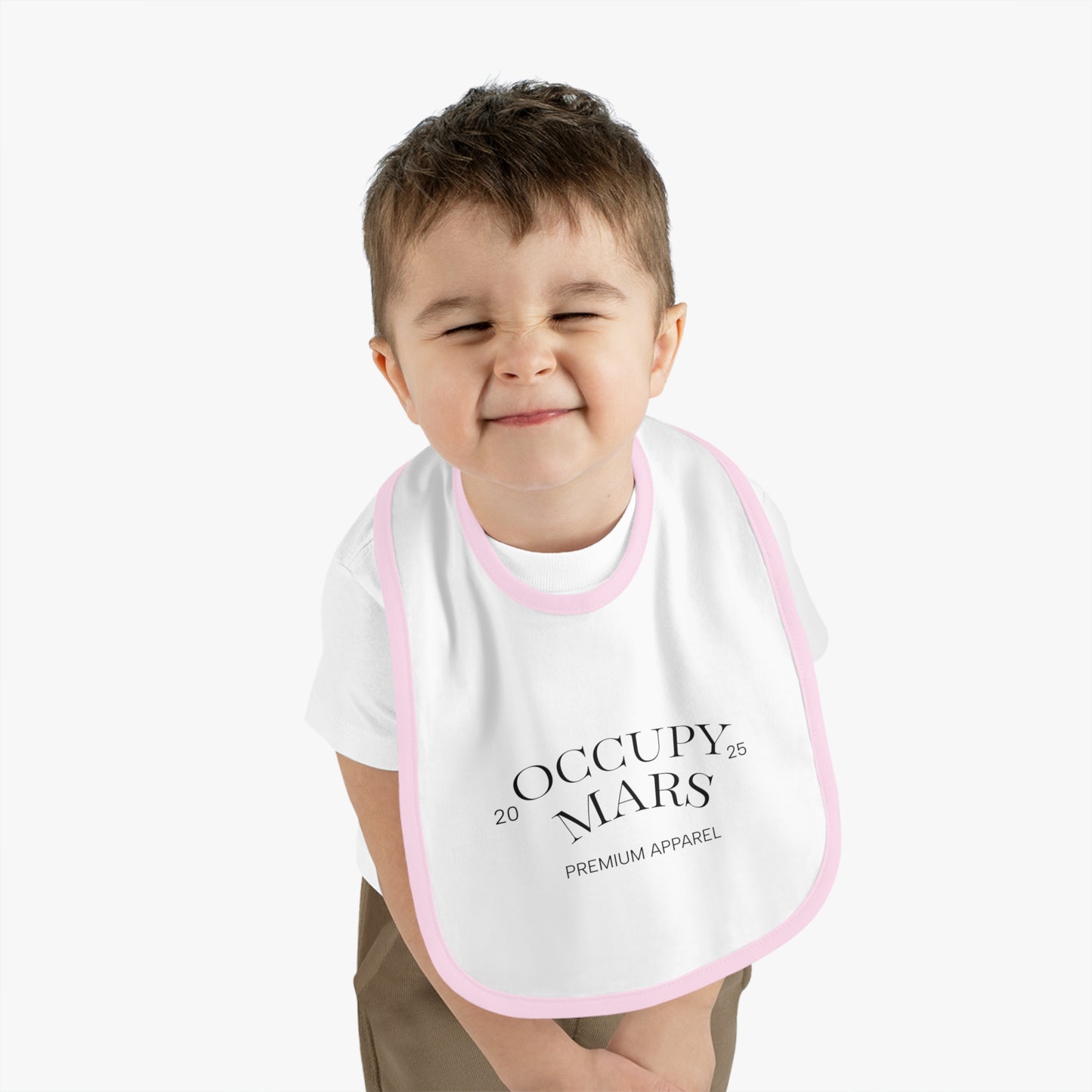 Baby Space-Themed OCCUPY MARS Apparel Bib, Cute Bib for Infants, Gift for New Parents, Unique Baby Shower Gift, Stylish Feeding Bib