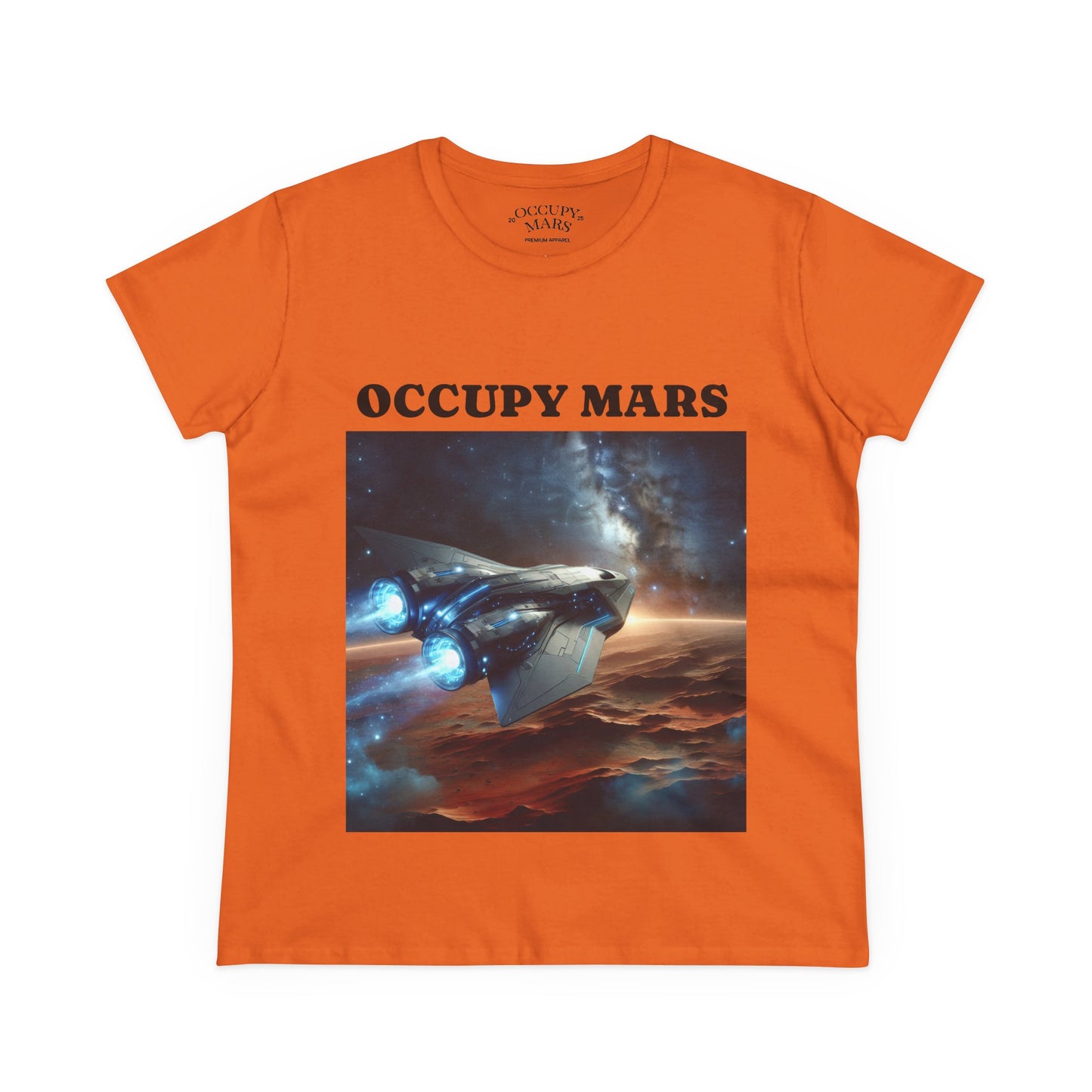Women's Space-Themed Graphic Occupy Mars Apparel Tee, Casual Shirt, Gift for Space Lovers, Sci-Fi Fashion,