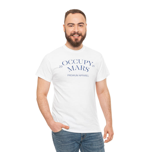 Unisex Occupy Mars Tee, Space Lover Gift, Blue Font, Trendy Cotton T-Shirt, Casual Wear, Unique Graphic Tee