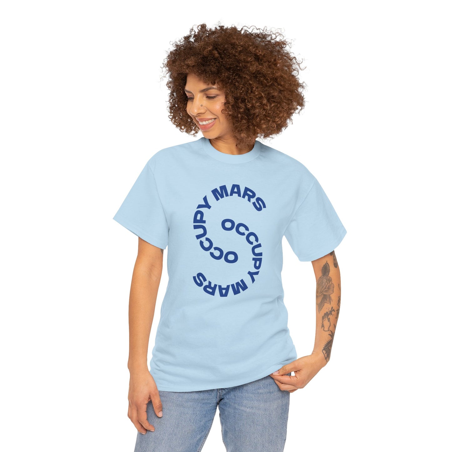 Unisex Heavy Cotton Occupy Mars Tee | Trendy Graphic Tee, Space T-Shirt, Casual Outfit, Gift for Science Lovers, Everyday Wear