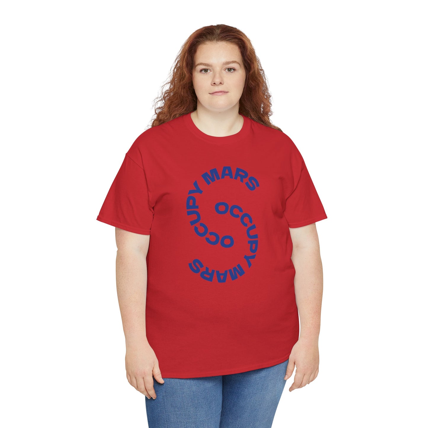 Unisex Heavy Cotton Occupy Mars Tee | Trendy Graphic Tee, Space T-Shirt, Casual Outfit, Gift for Science Lovers, Everyday Wear