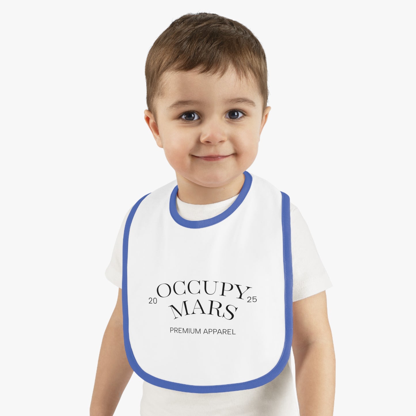 Baby Space-Themed OCCUPY MARS Apparel Bib, Cute Bib for Infants, Gift for New Parents, Unique Baby Shower Gift, Stylish Feeding Bib