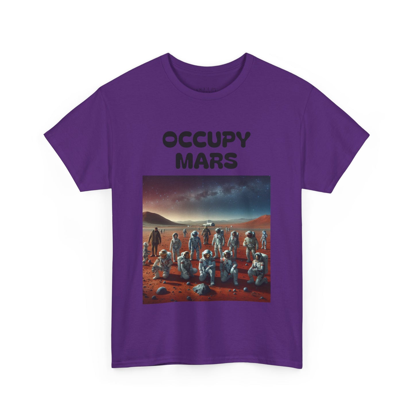Occupy Mars Unisex Heavy Cotton Tee - Retro Sci-Fi T-Shirt, Space Theme Top, Gift for Astronomers and Space Lovers, Birthday Gift